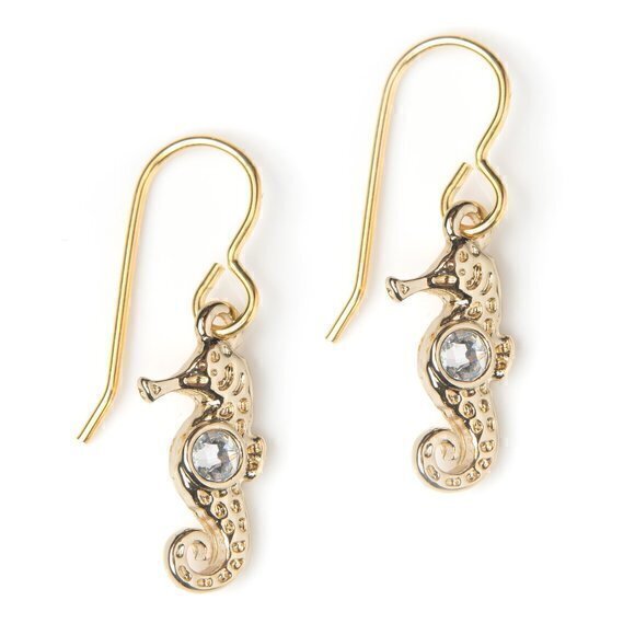 Gold Seahorse Earrings On 14k Gold Filled Wires For Women Girls Handmade In Usa